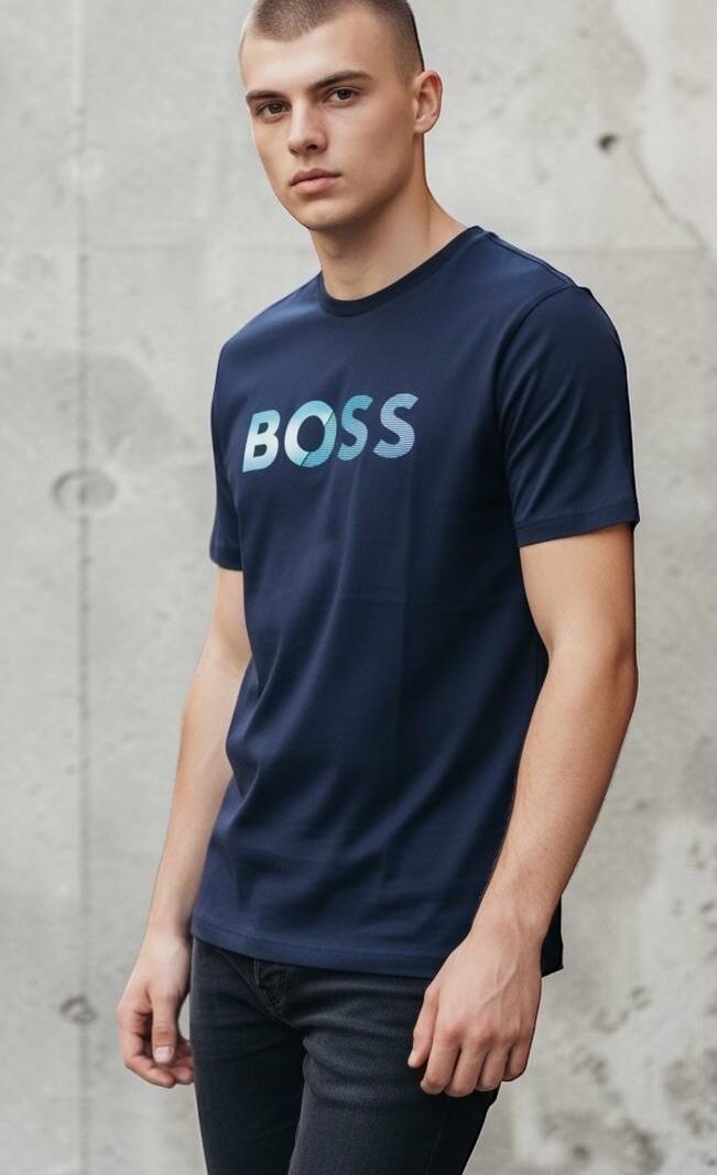 T-shirt Hugo Boss con stampa blu