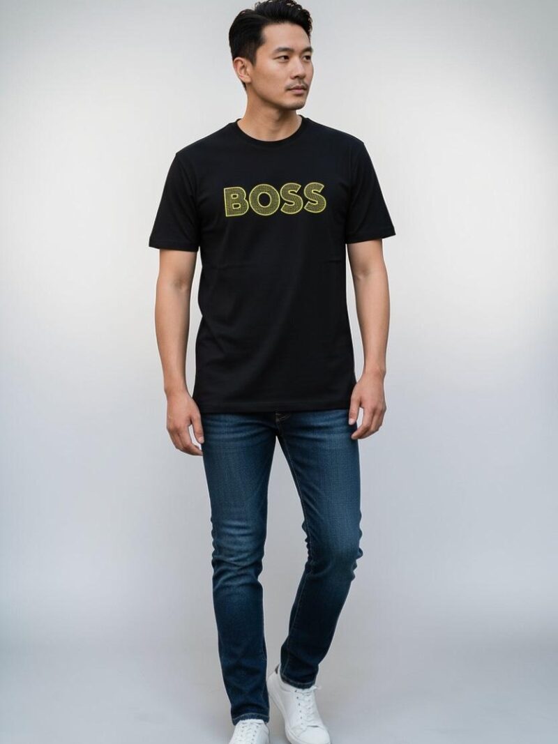 T-shirt Hugo Boss con stampa in gomma giallo