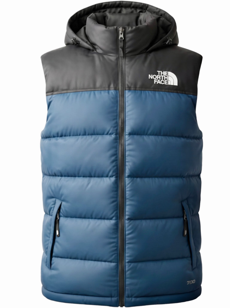Piumino smanicato North Face bicolore